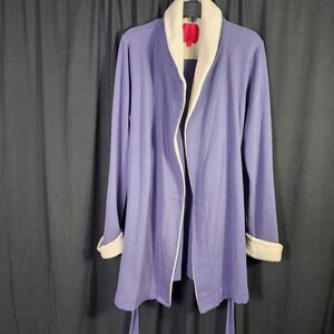 Victoria's Secret Lavender Purple Faux Fur Trim Robe Tie Waist Medium 36007334